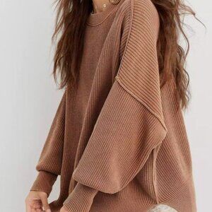 Aerie Beyond Crewneck Sweater - M - Camel/Tan